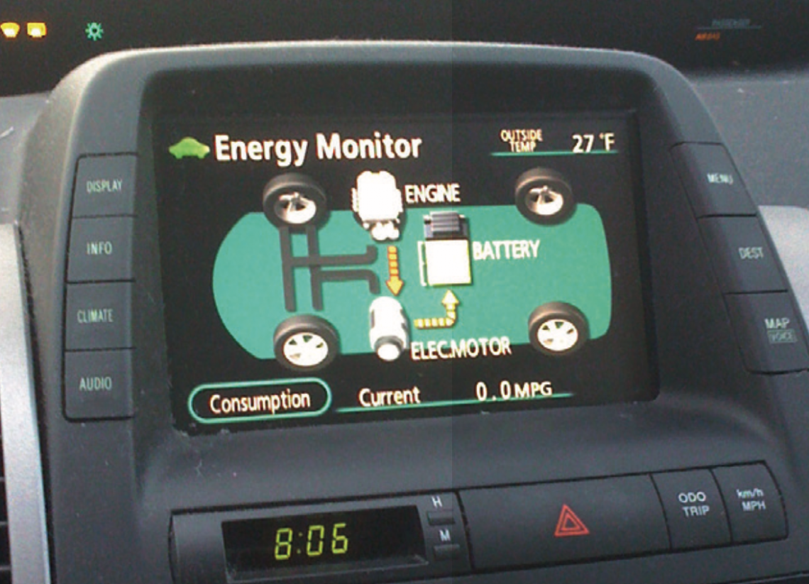 Hybrid vehicle interior display